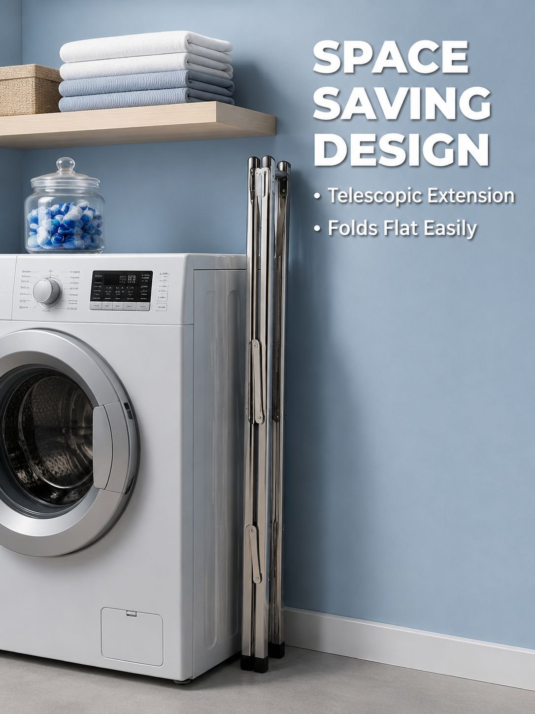 Floor-standing, folding, thickened clothes rack for home use on balconies and outdoors, telescopic c
