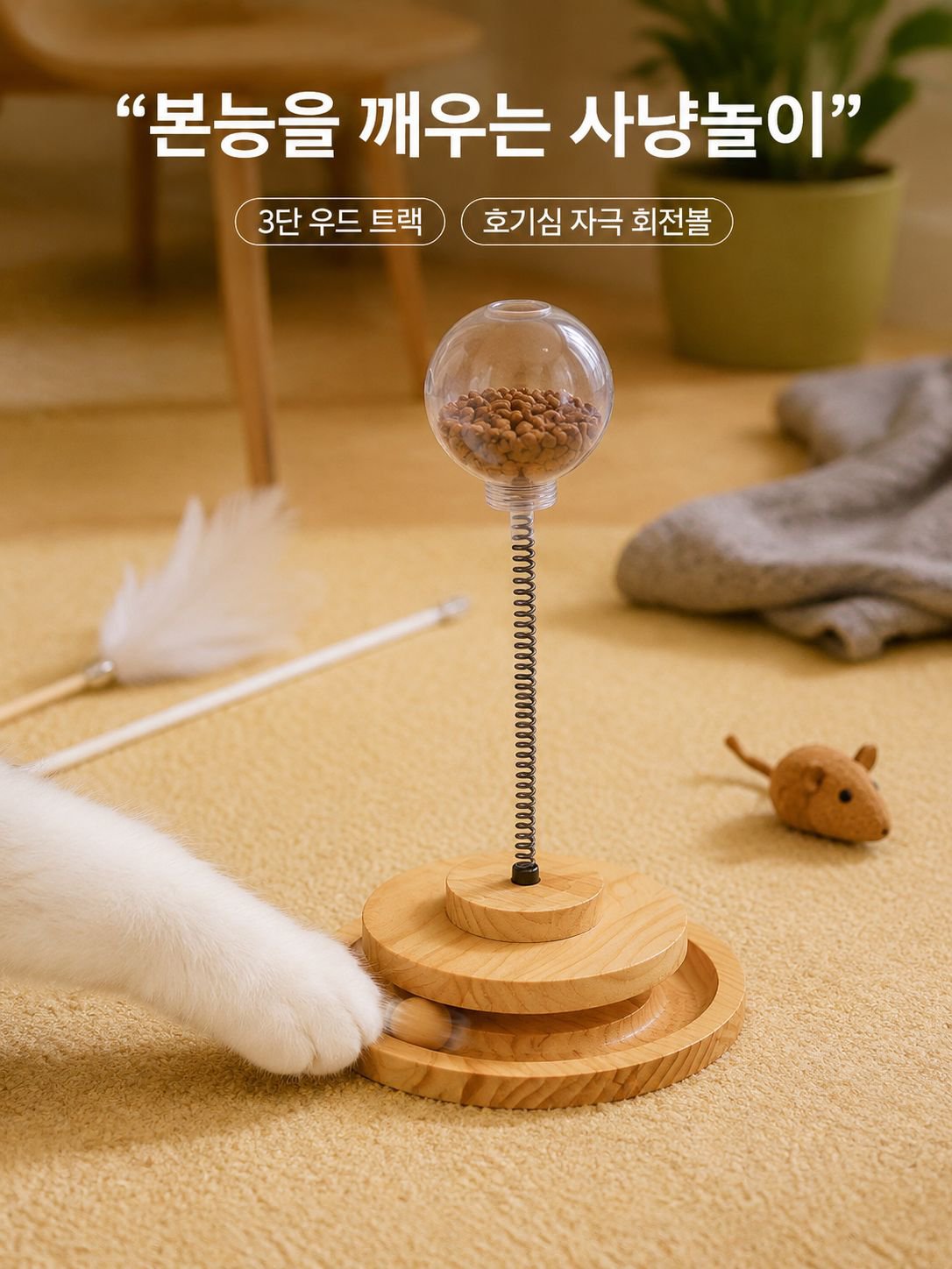 애완동물 돌림판 스프링 급식기