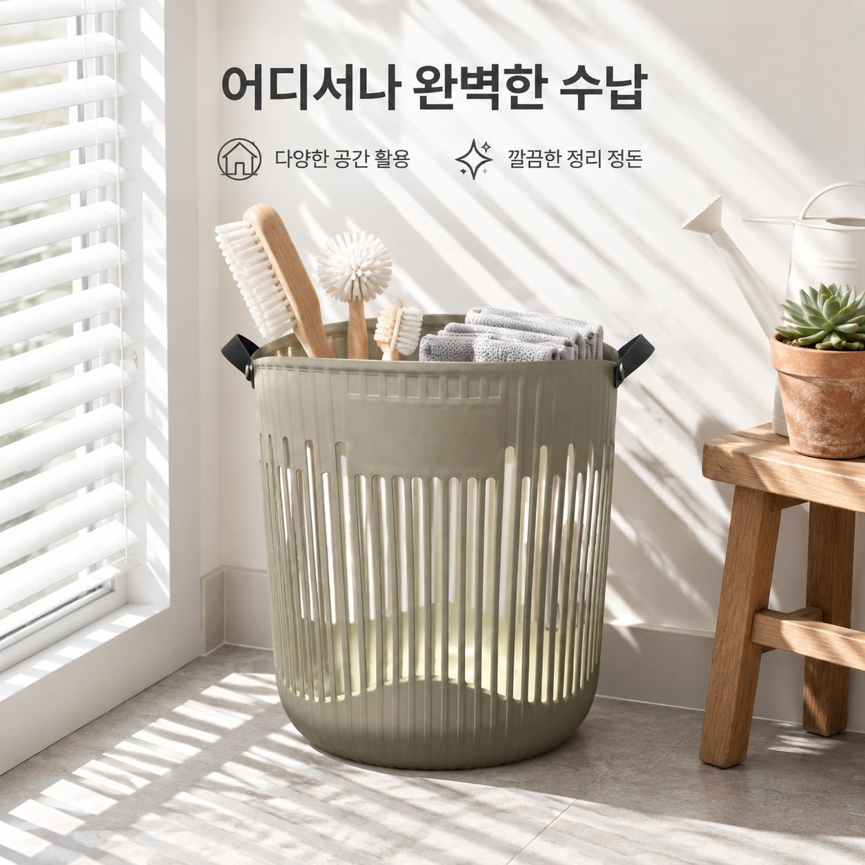 대형 손잡이 빨래바구니 욕실 다용도 세탁물 햄퍼 런드리 바스켓 수납함