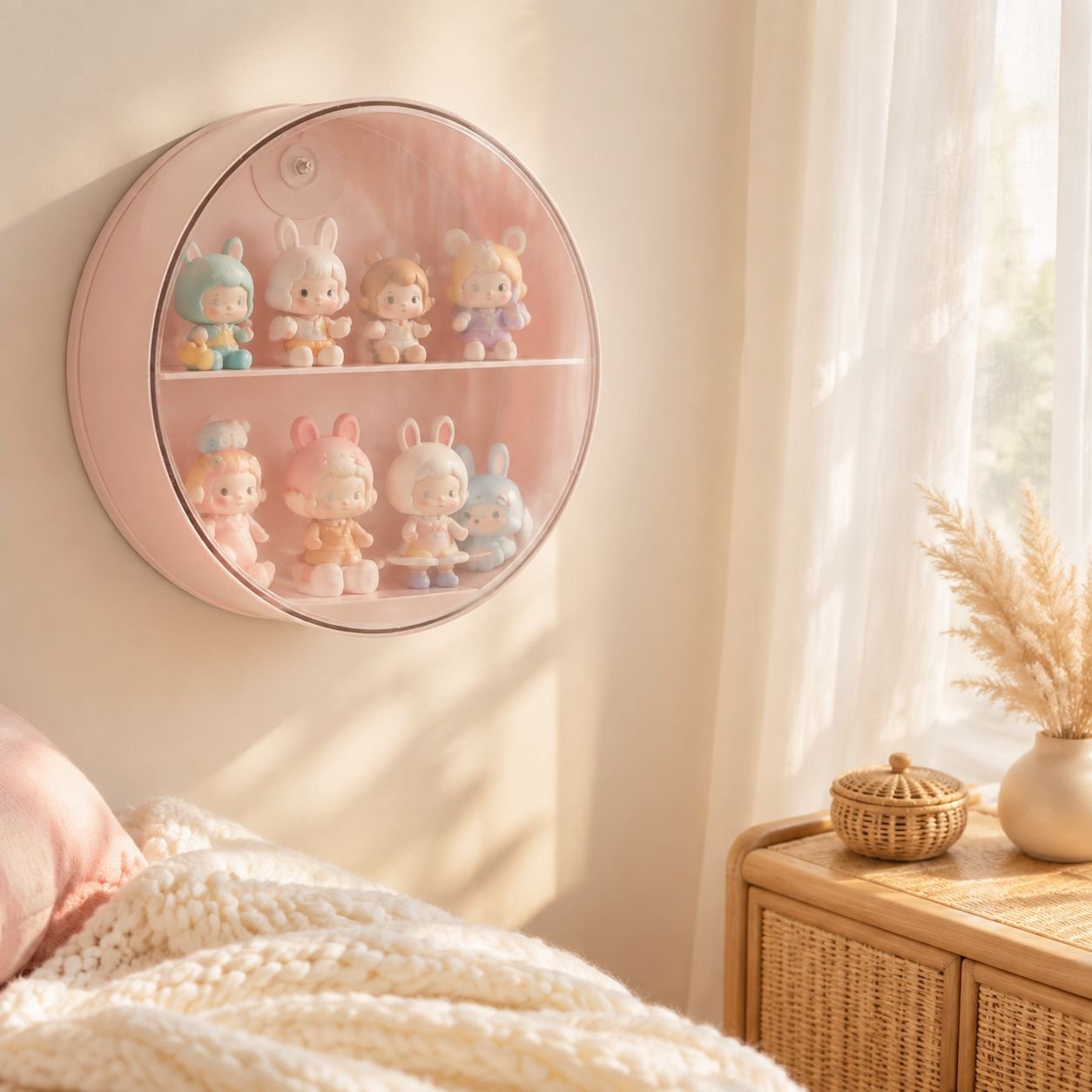 Kreative runde Wandaufbewahrungsbox für Figuren, Wohnzimmer-Deko, Blindbox-Display