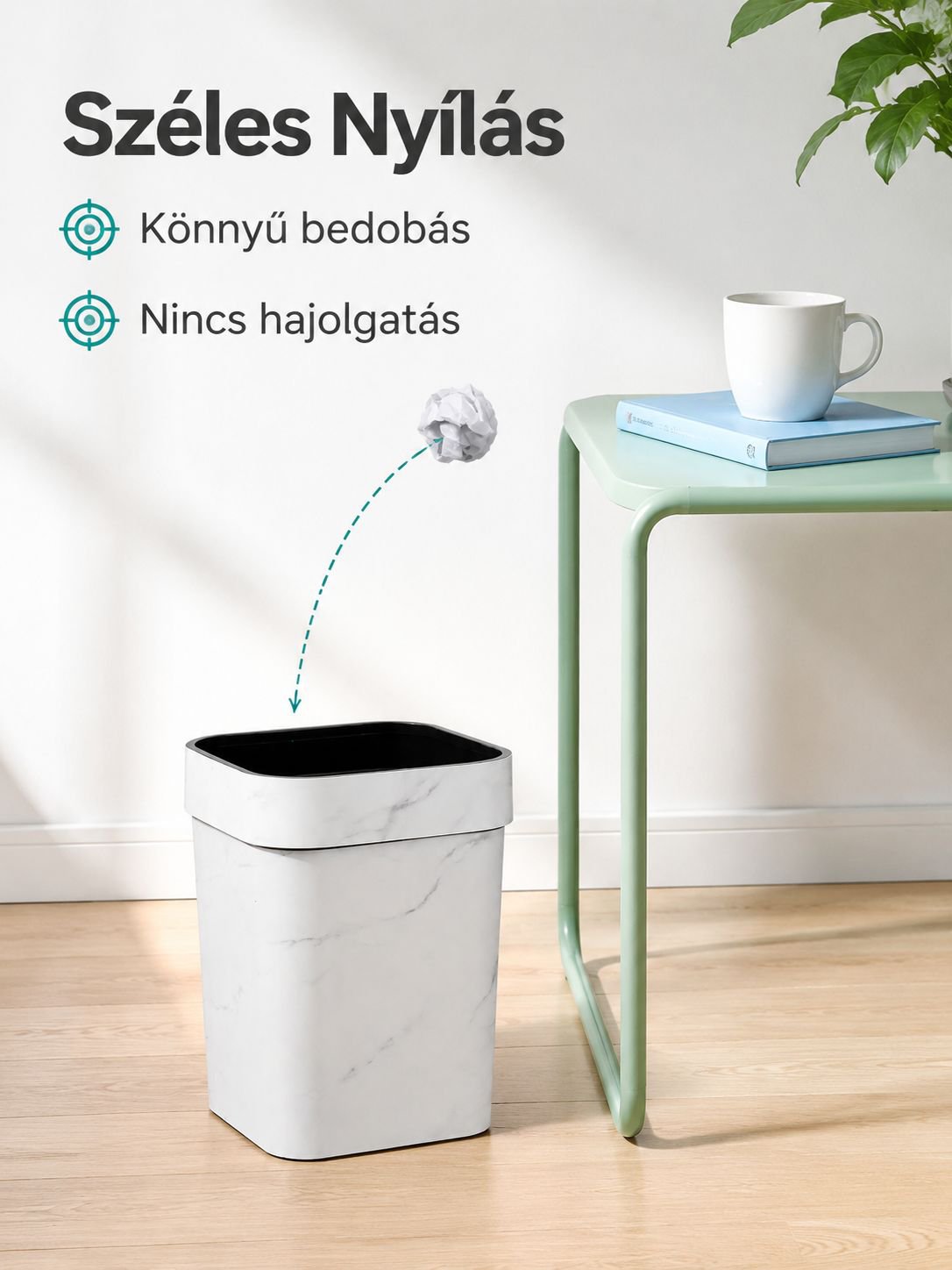 Stílusos márvány mintás szemetes közelről