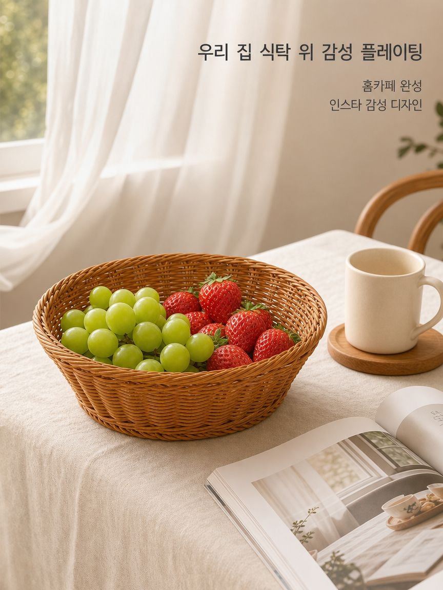 인조 라탄 과일 바구니