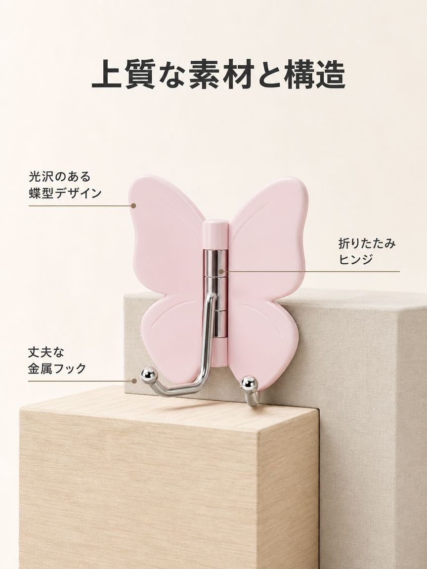 穴あけ不要の壁掛けフック設置例
