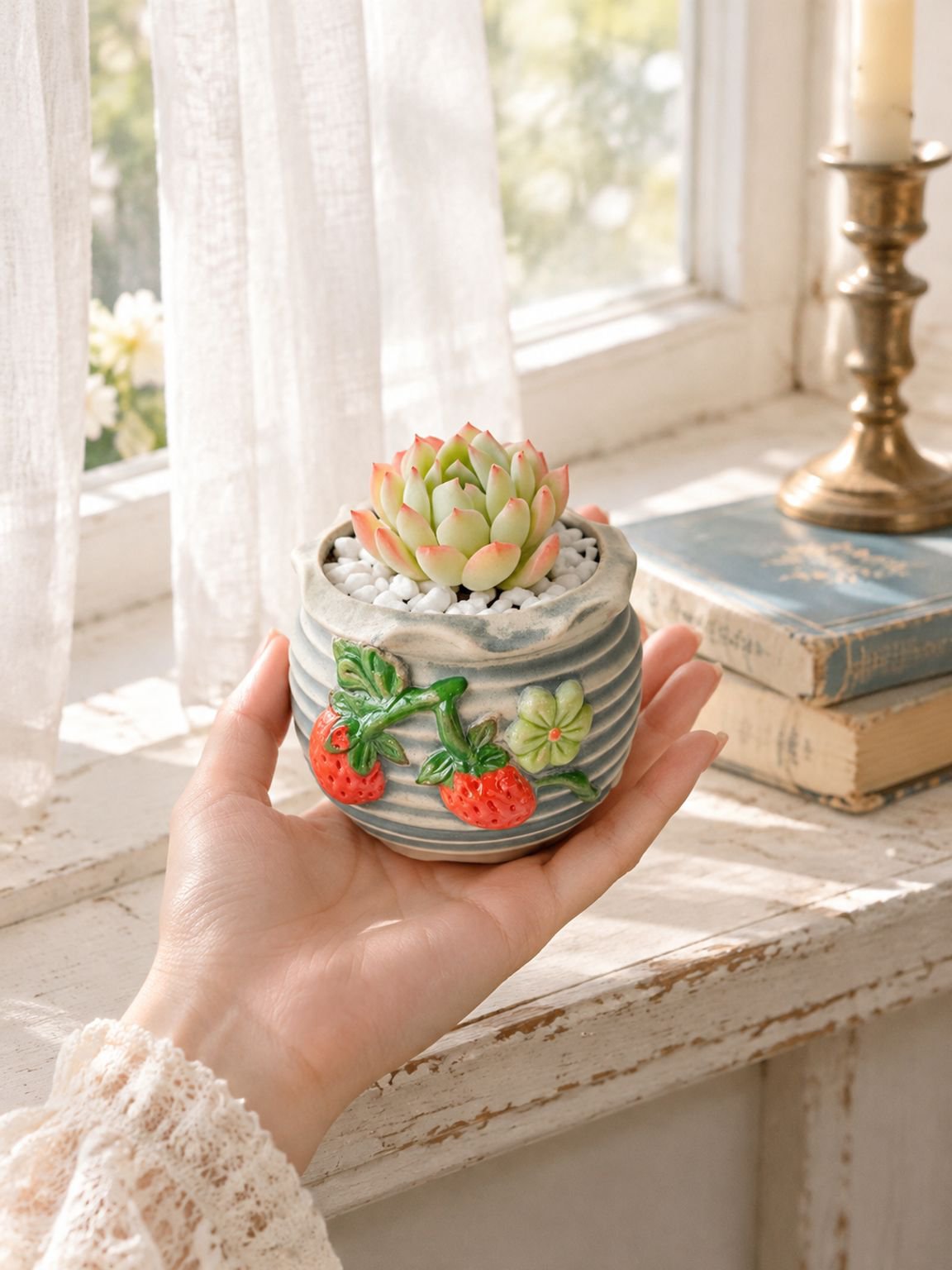 Petits pots d'intérieur avec pot en céramique