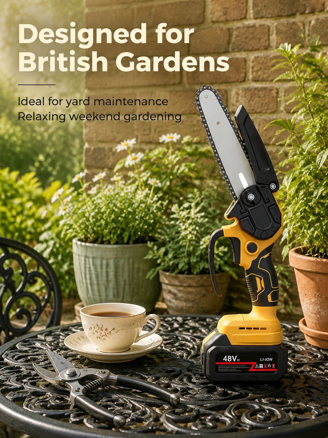 Portable 6-Inch High-Power Electric Chainsaw in use cutting wood