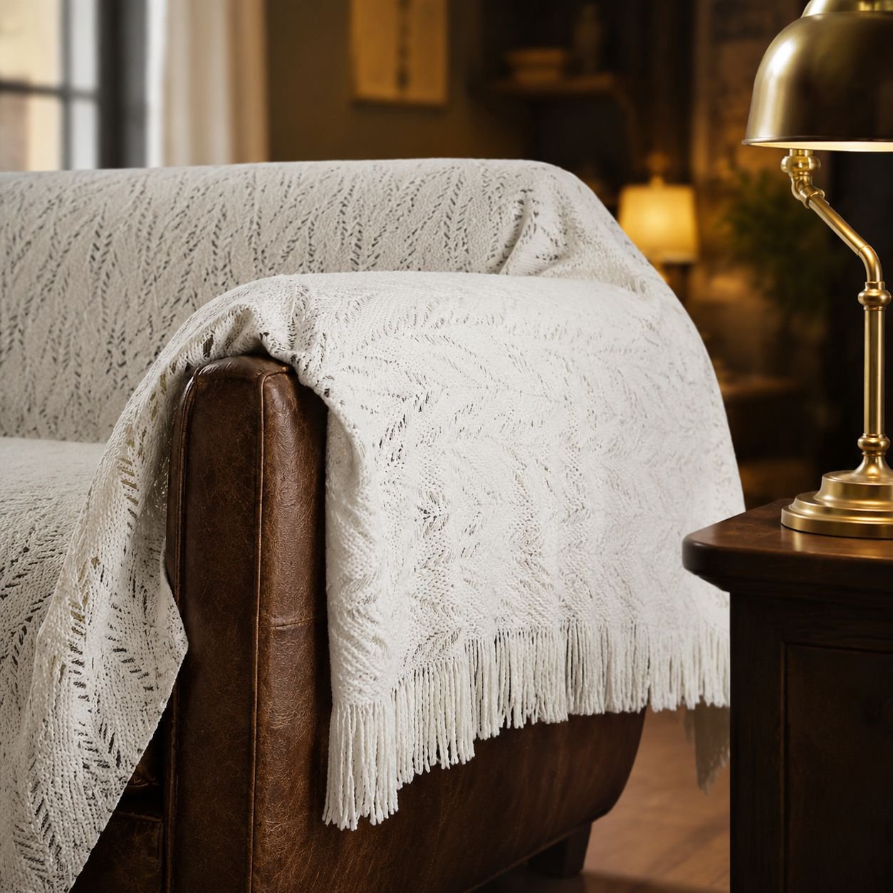 Close-up of textured fabric on giipet sofa cover