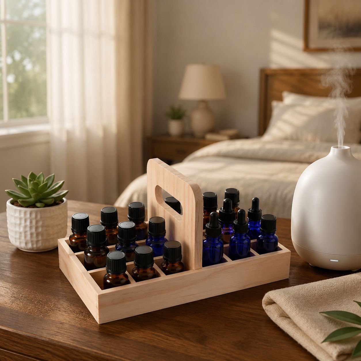 Solid Wood Essential Oil Storage Box Portable dōTERRA Display Stand
