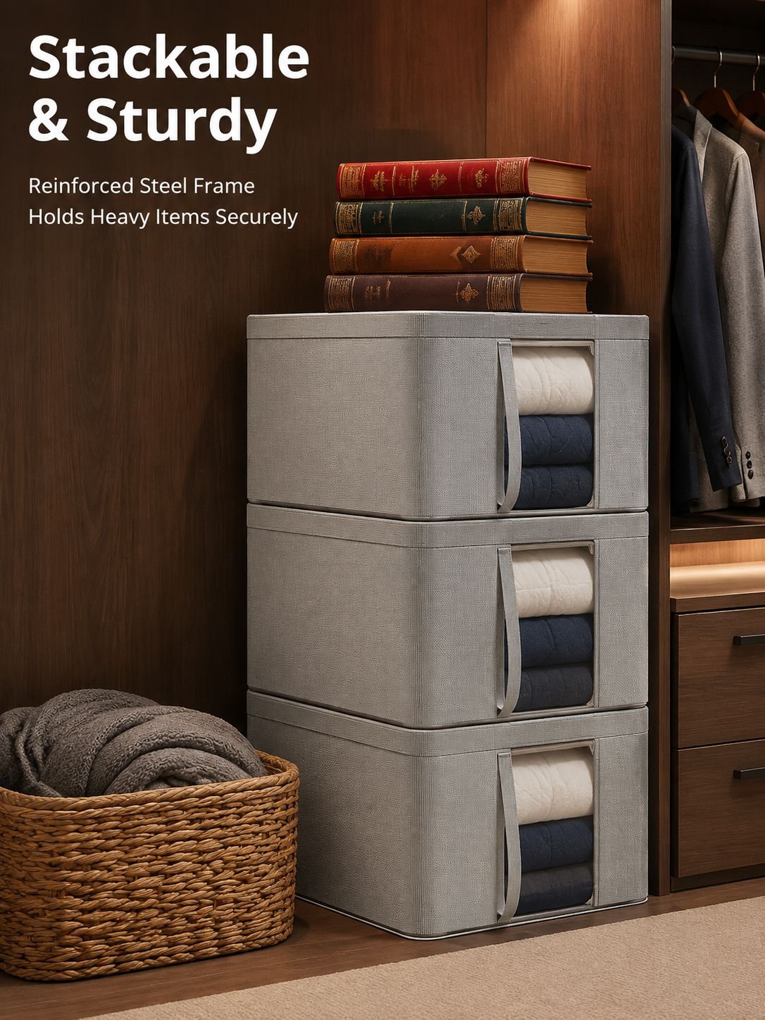 Oxford cloth mesh steel frame visible storage box