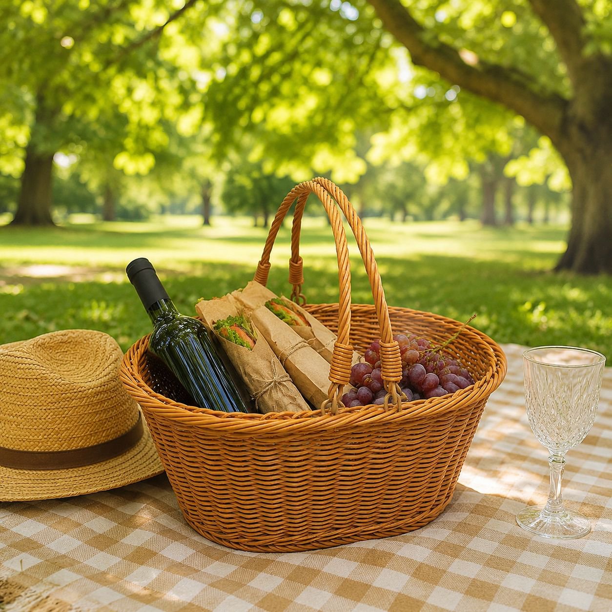 Panier de courses ovale en rotin synthétique tressé à la main, panier à légumes portable
