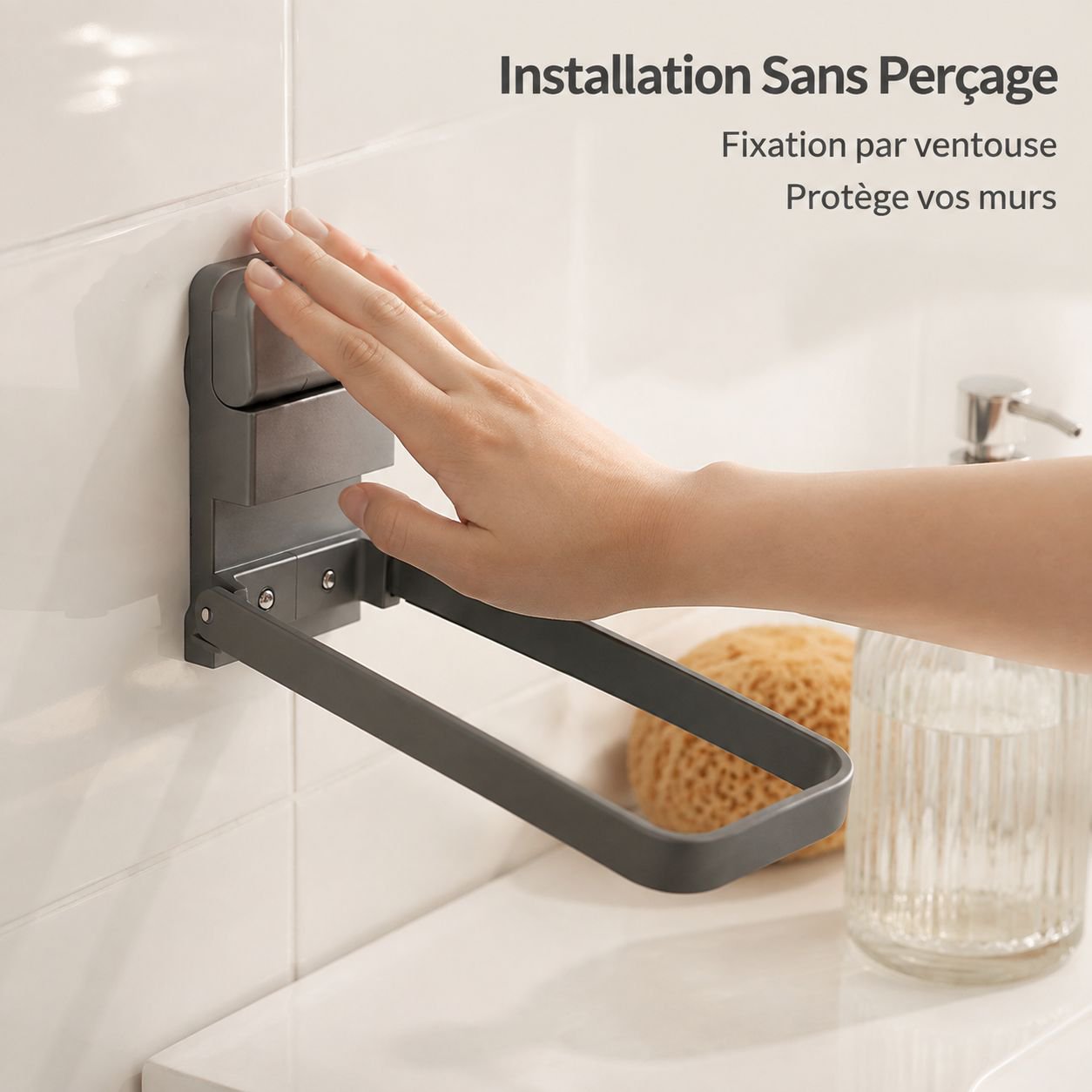 Porte-serviettes mural à ventouses (sans perçage)