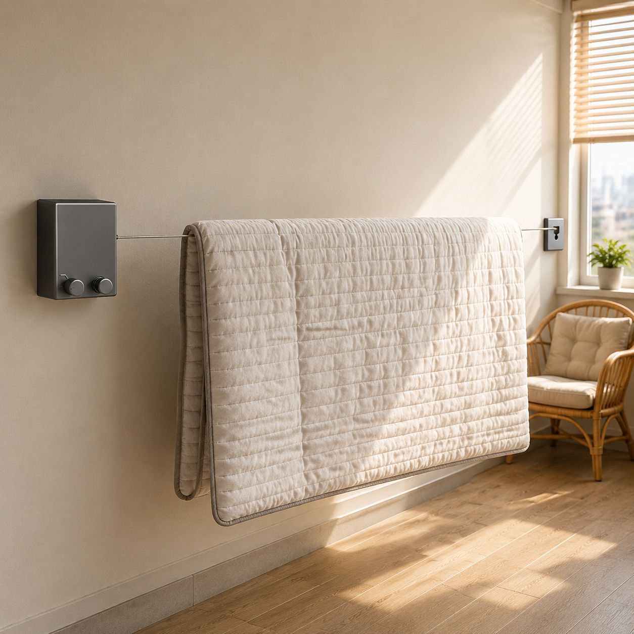 Tendedero retráctil sin taladros para balcón y baño, apto para interiores y exteriores