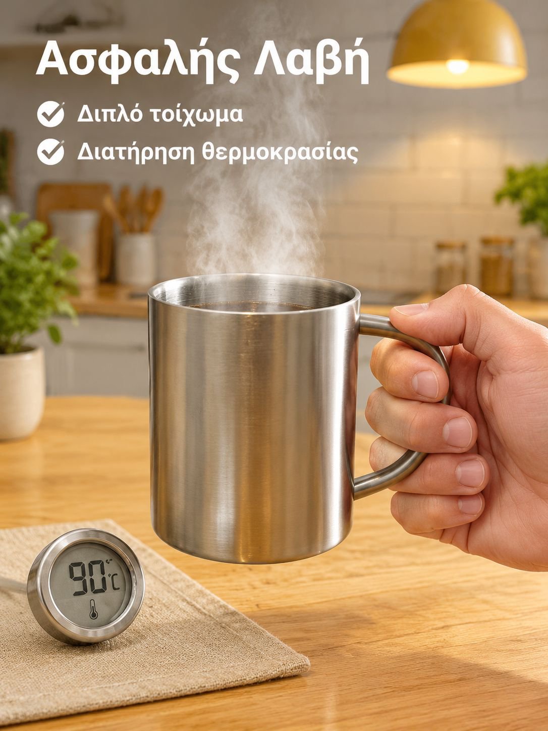 Διπλή κούπα από ανοξείδωτο ατσάλι για τρόφιμα