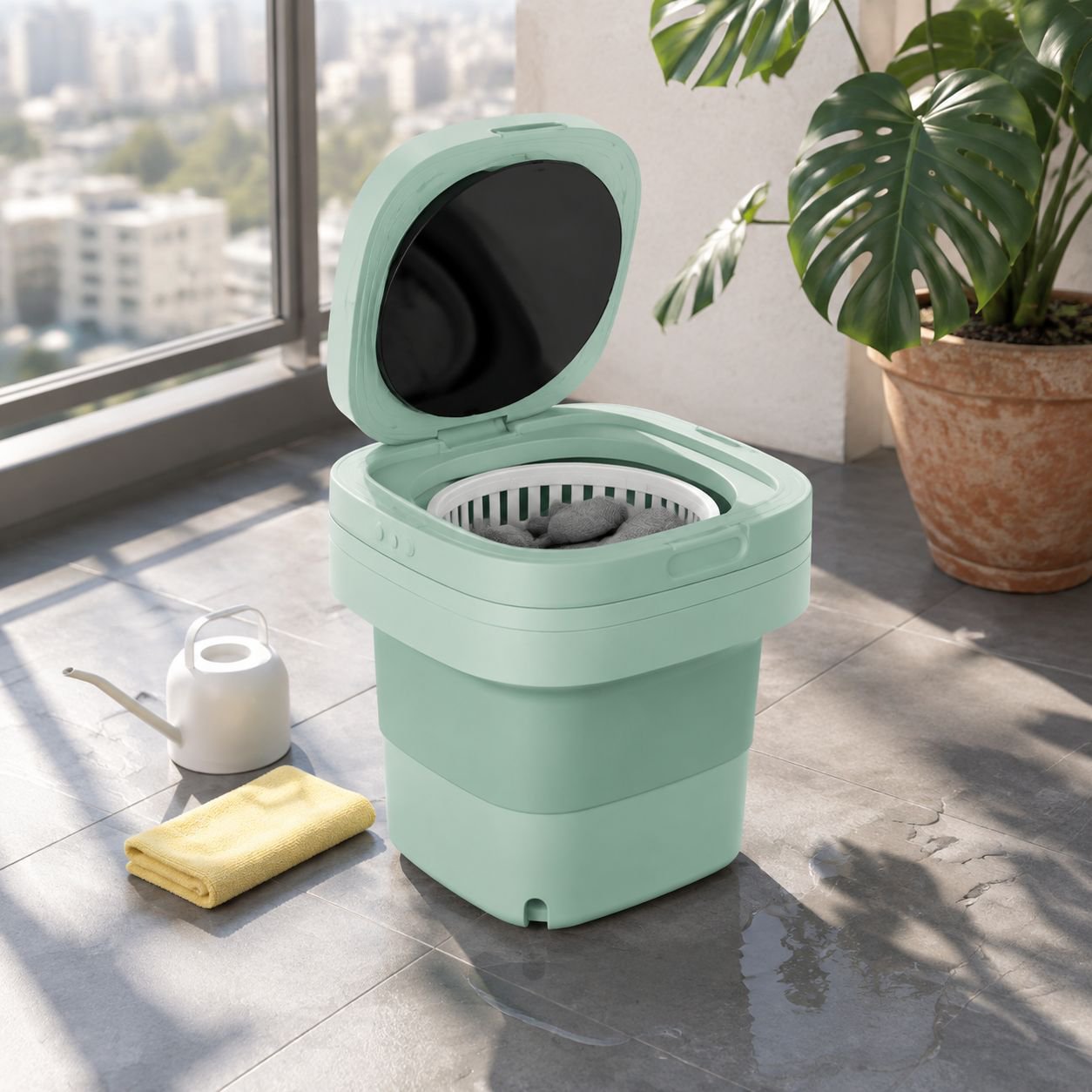 8L Mini Portable Folding Washing Machine with Integrated Wash and Dry
