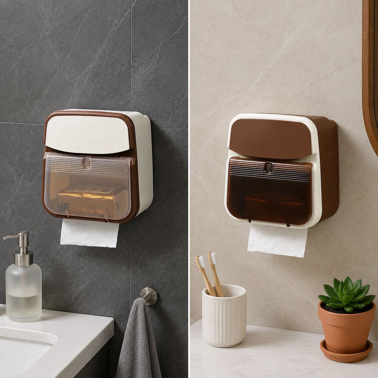 Waterproof bathroom toilet paper dispenser mounted on wall