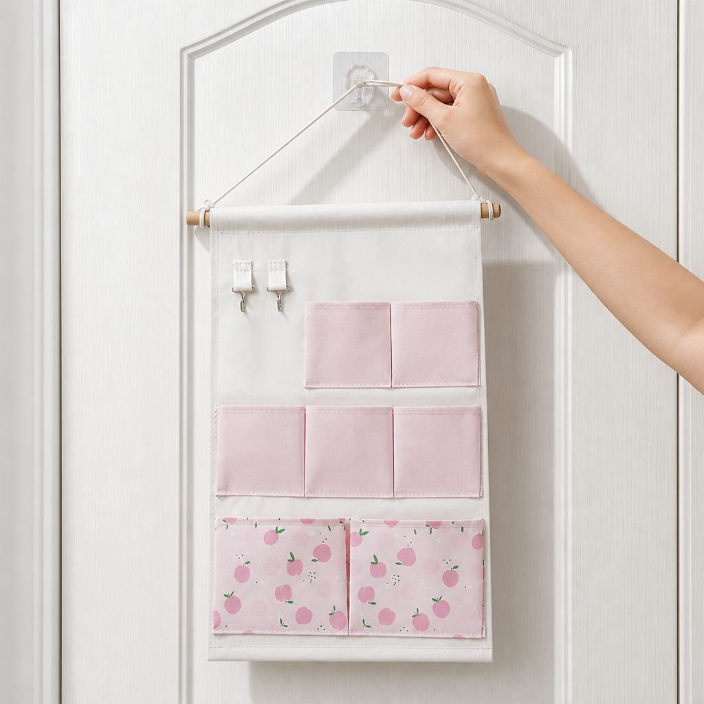 Multi-functional Fabric Storage Bag Wall Door Hanging Mobile Phone Pocket