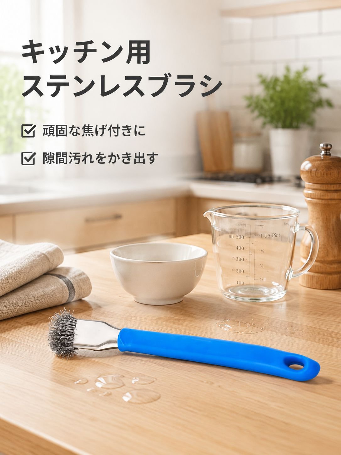 多機能キッチンコンロ用ステンレスブラシクリーナー