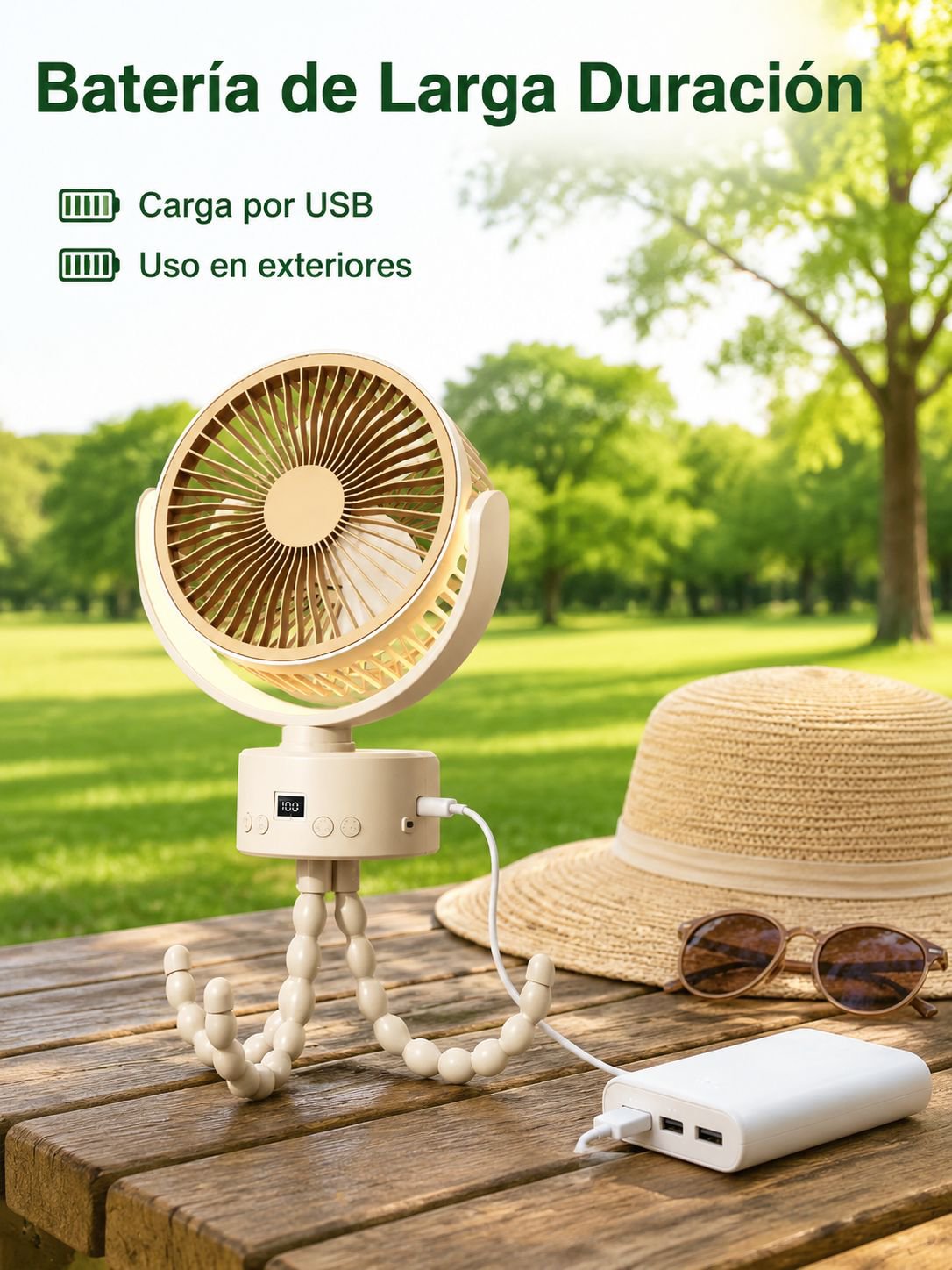 Ventilador portátil tipo pulpo para bebé, silencioso, de escritorio, recargable por USB