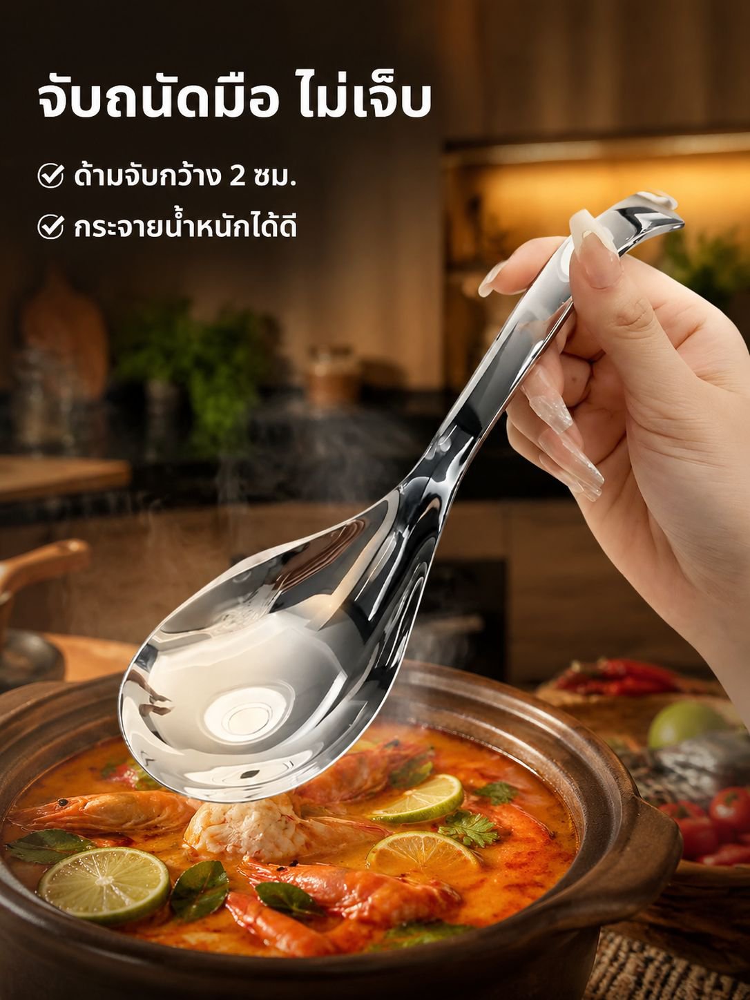 ทัพพีขนาดใหญ่สำหรับซุปและโจ๊ก