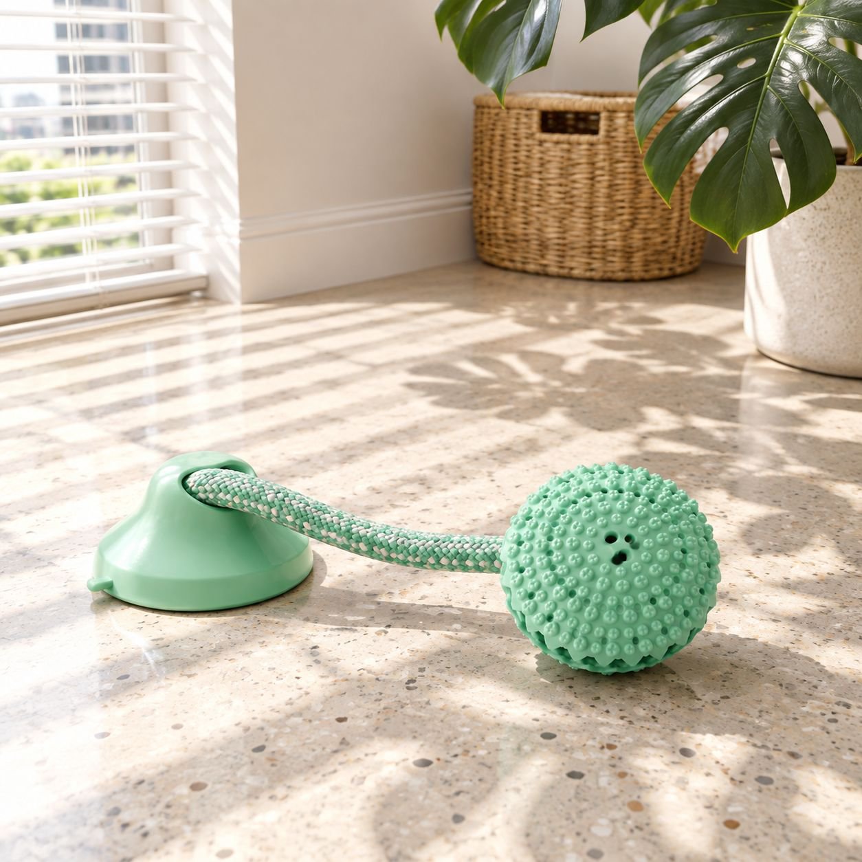Pet treat-dispensing ball teeth-cleaning toy