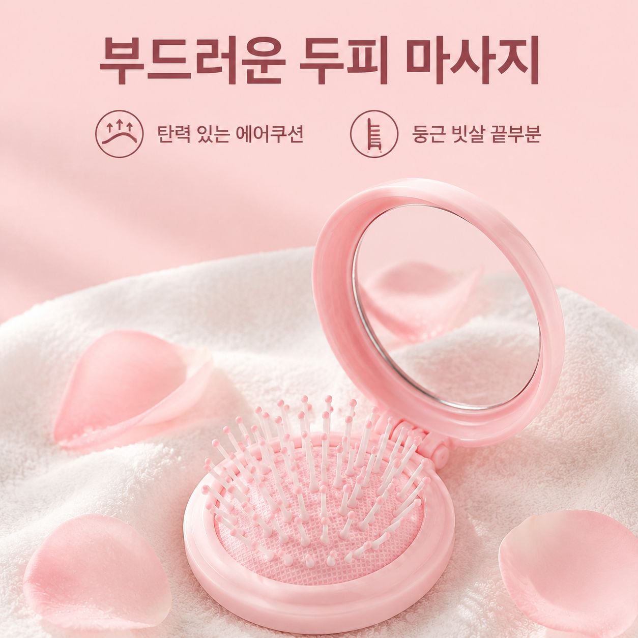 마사지용 접이식 화장 거울과 작은 빗