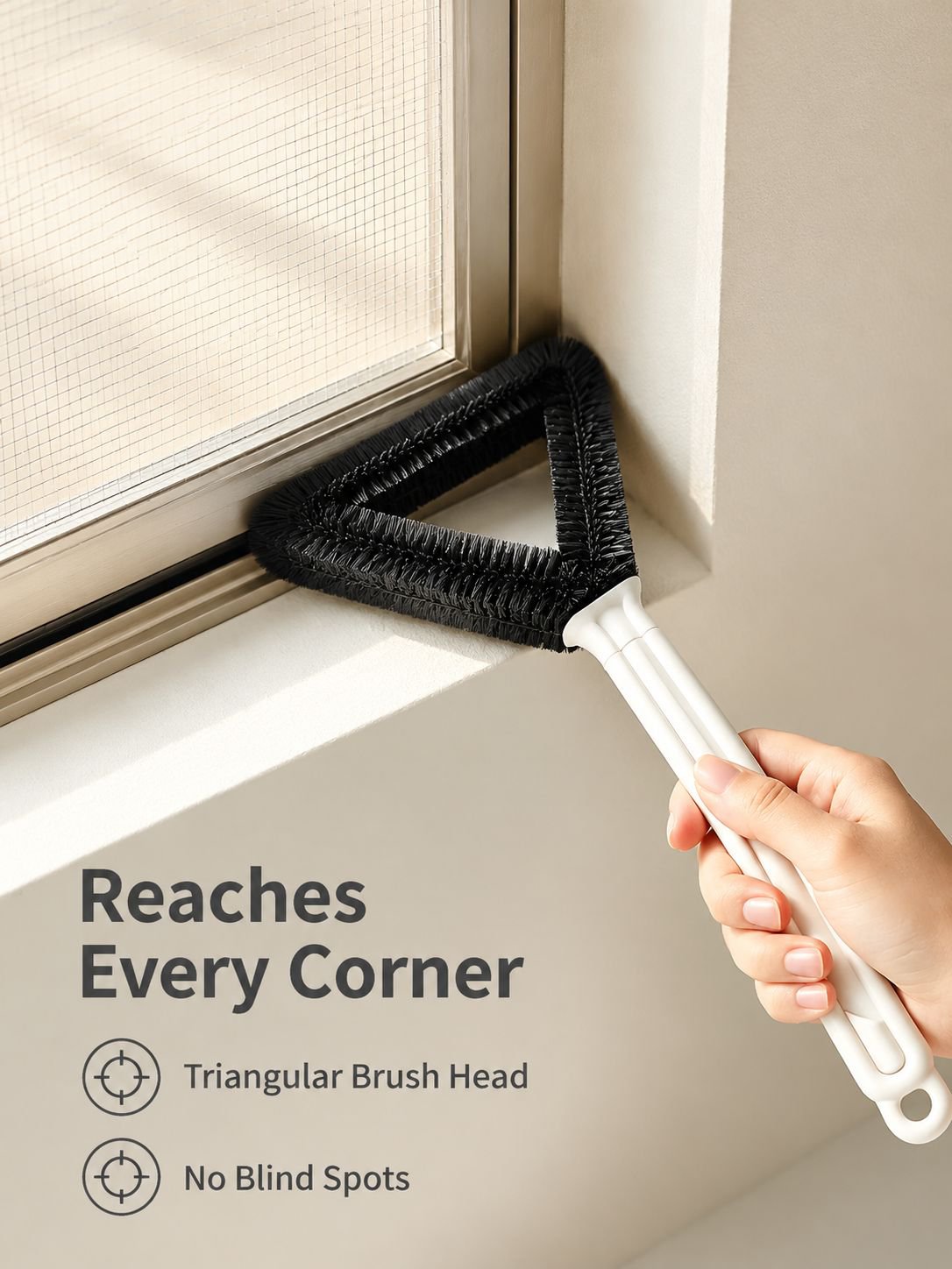 Double-sided Triangular Screen Window Cleaning Brush, No Disassembly Needed