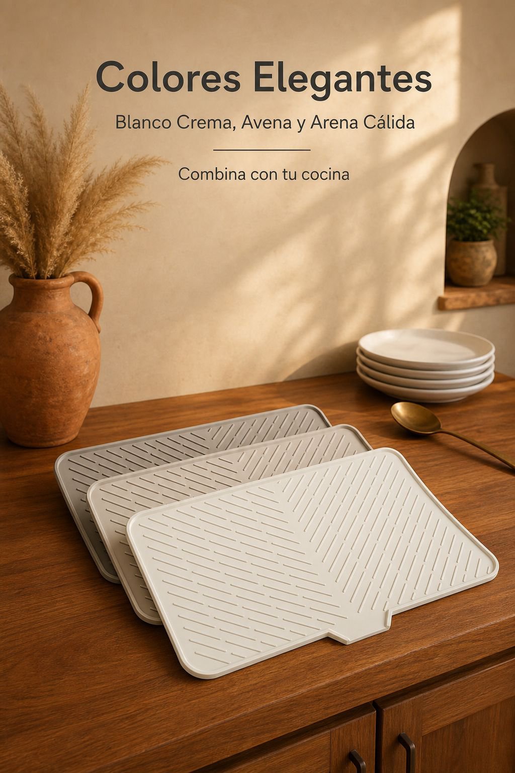 Alfombrilla de silicona resistente y flexible para platos grandes