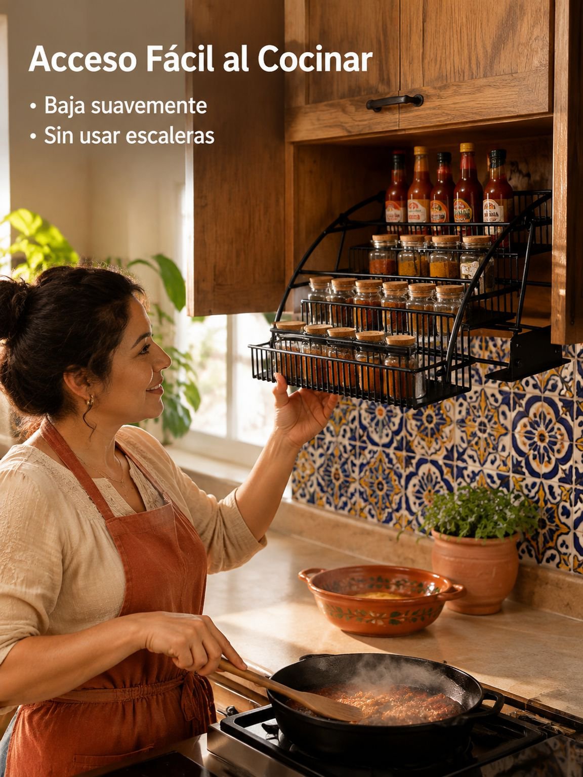 Cesta de almacenamiento elevable para la cocina