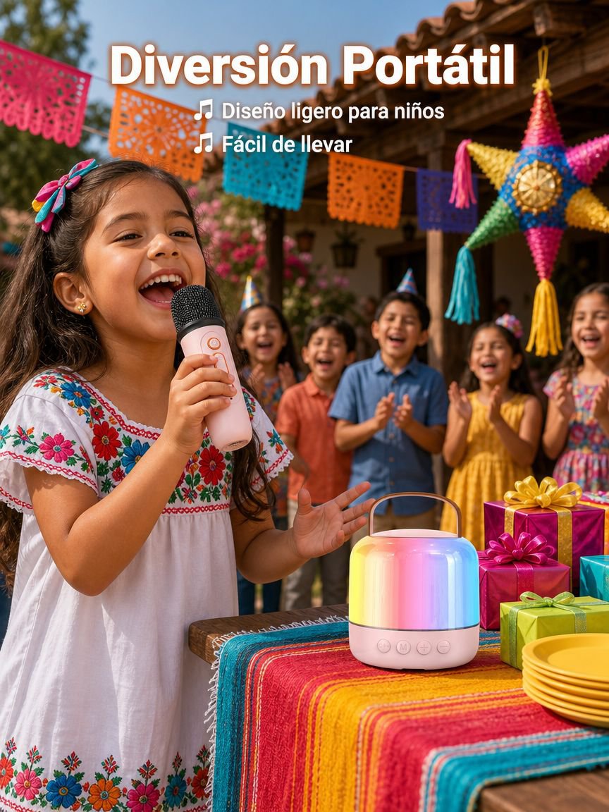 Altavoz portátil con micrófono integrado para karaoke infantil y al aire libre