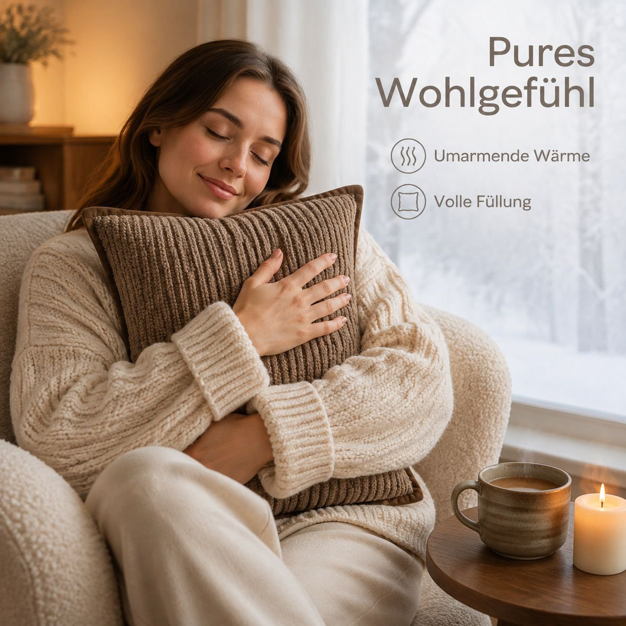 Minimalistisches Kissen/Lendenkissen im Wabi-Sabi-Stil in Braun