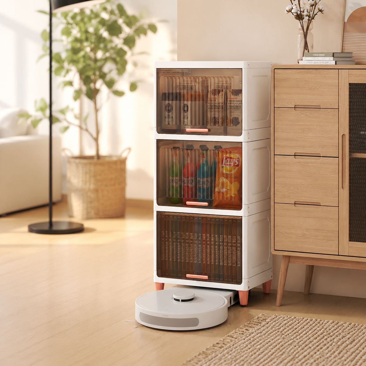 Armario organizador de plástico plegable con gran capacidad para ropa