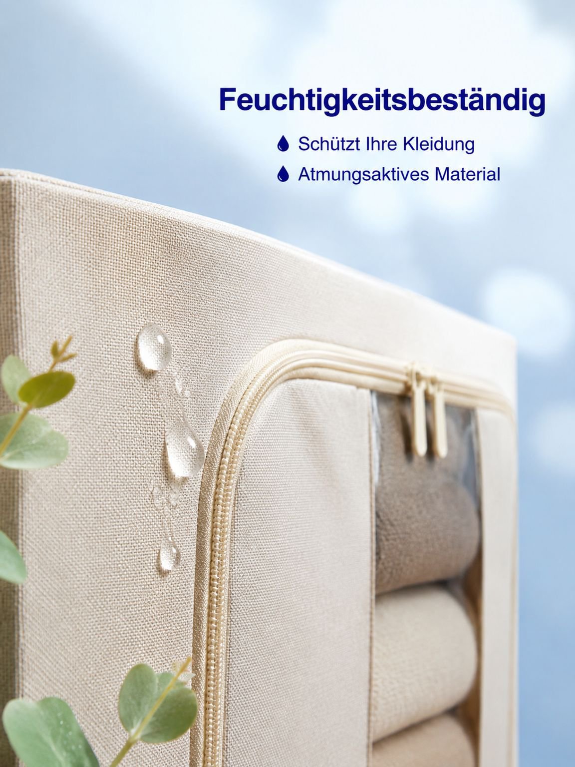 Aufbewahrungsbox mit Stahlrahmen, aus Baumwolle und Leinen, feuchtigkeitsbeständig.