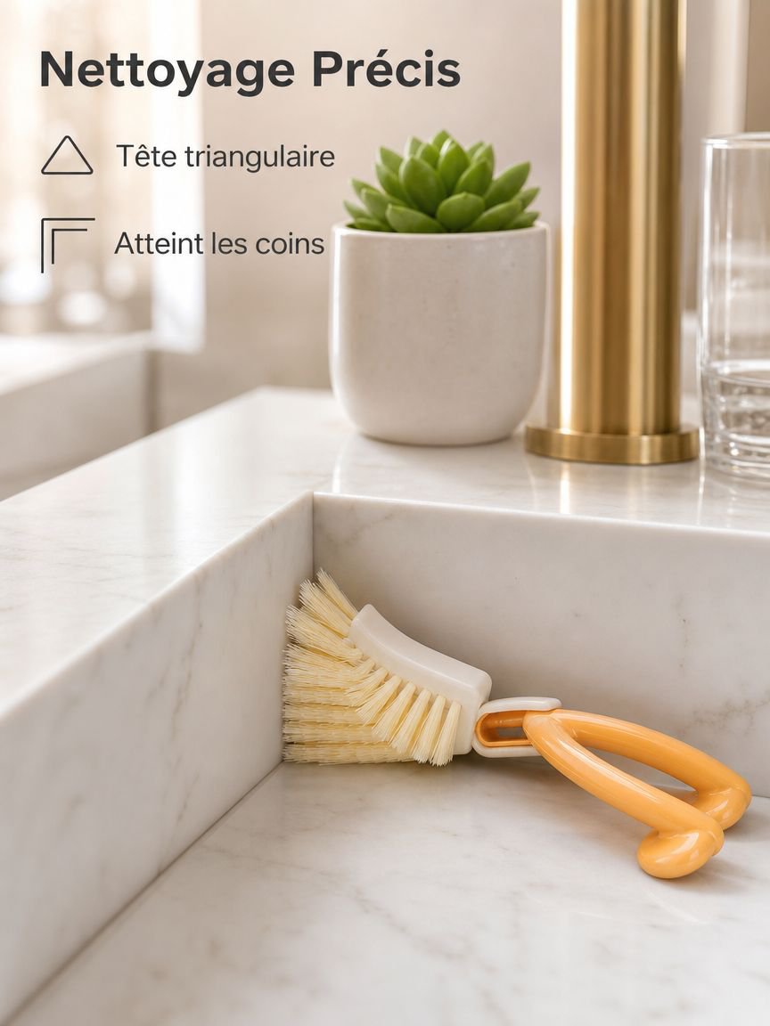 Brosse de nettoyage triangulaire pliable sans angle mort
