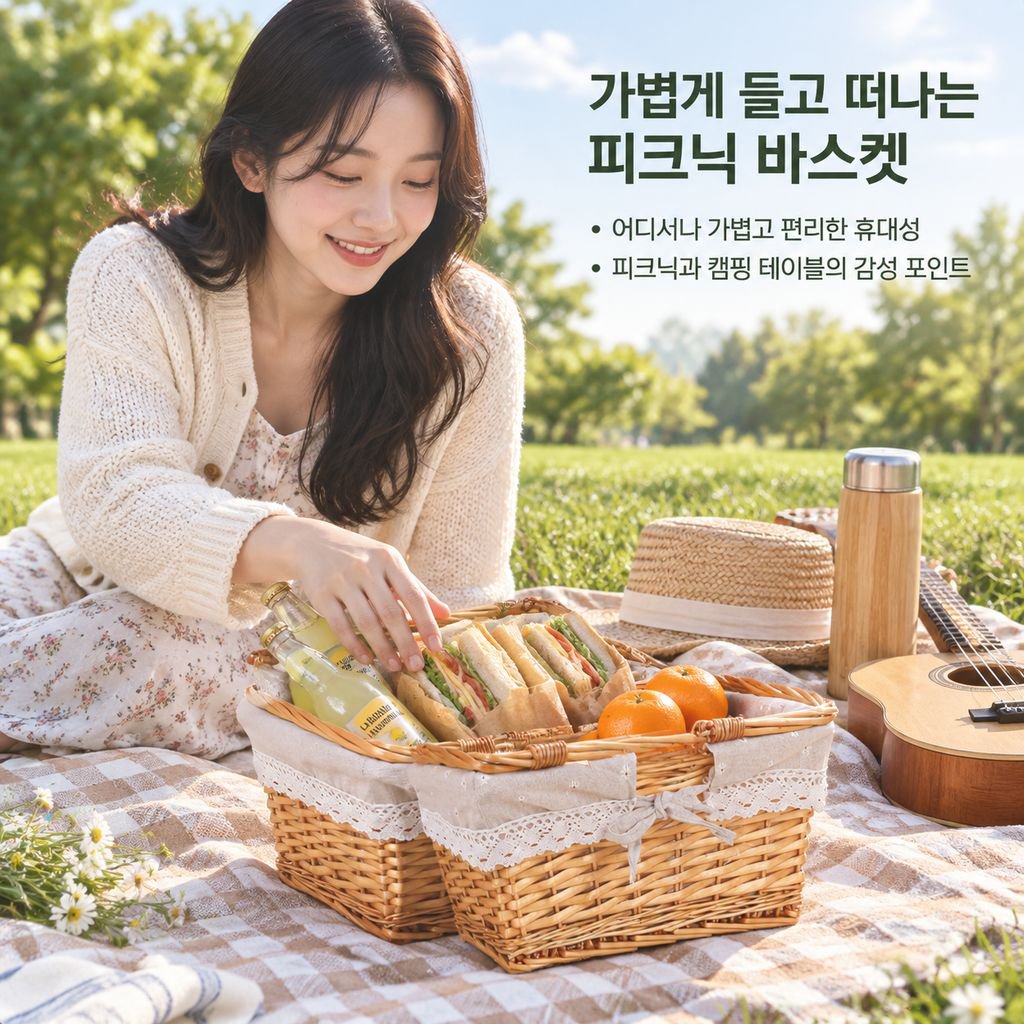 가정용 라탄 롱 브레드·과일·간식 수납 바구니