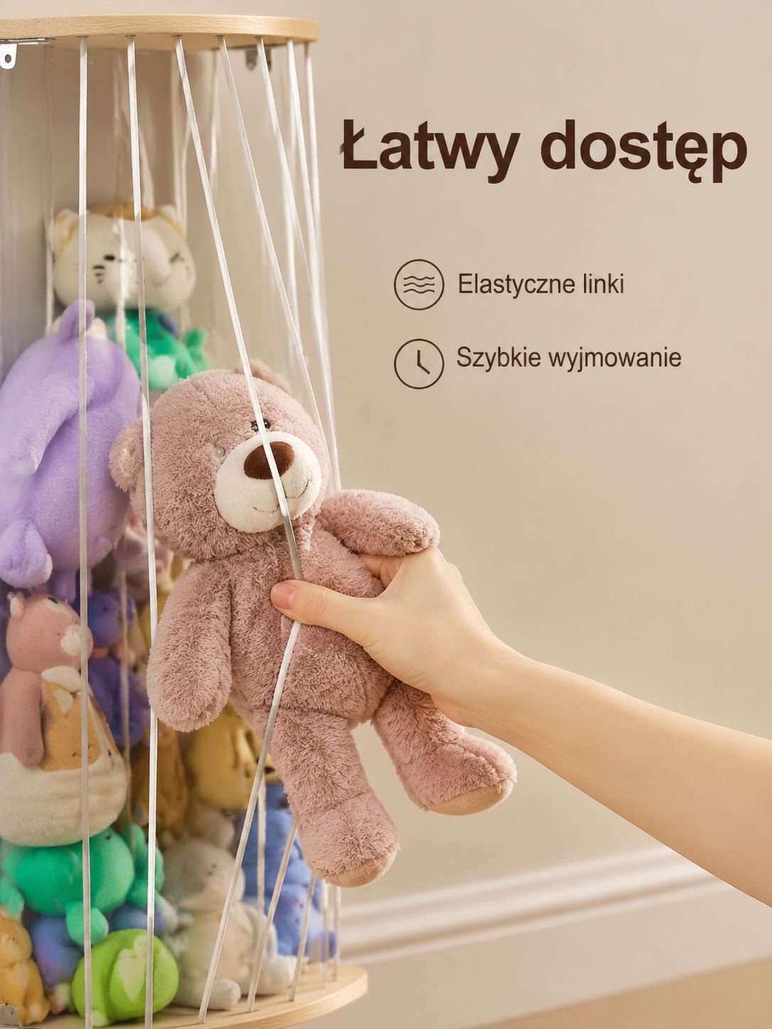 Drewniany stojak na pluszaki Kreatywna klatka do przechowywania do pokoju dziecka