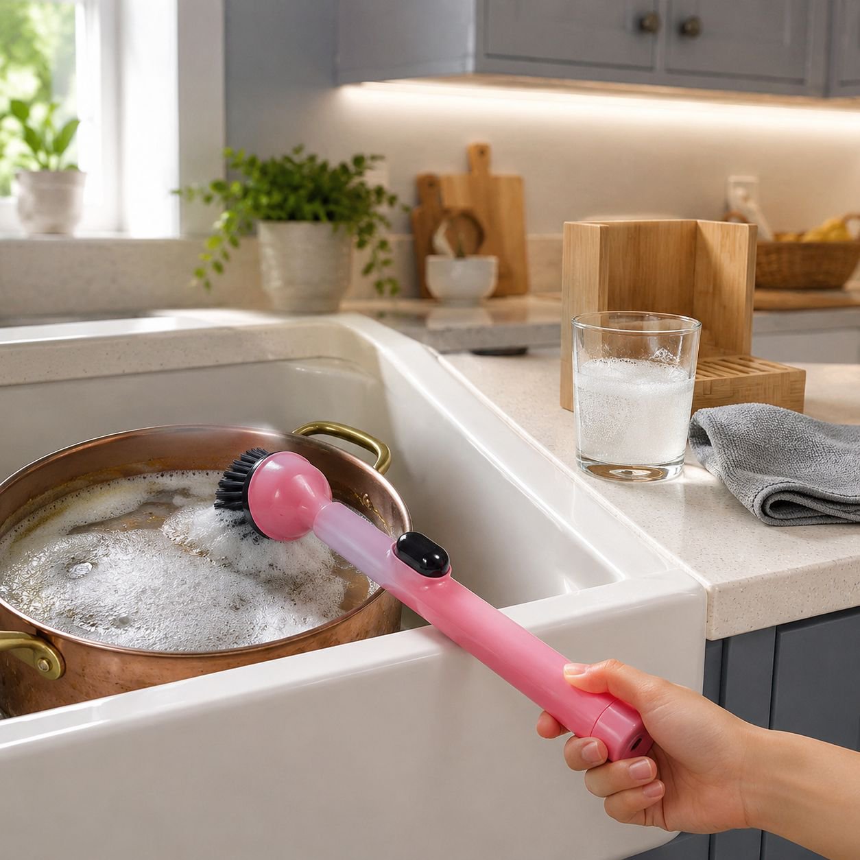 Dopamine Suction Cup Long Handle Liquid-Dispensing Cleaning Brush