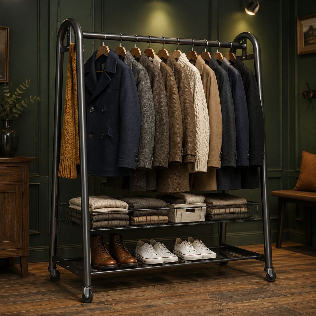 Indoor Movable Floor Clothes Storage Rack