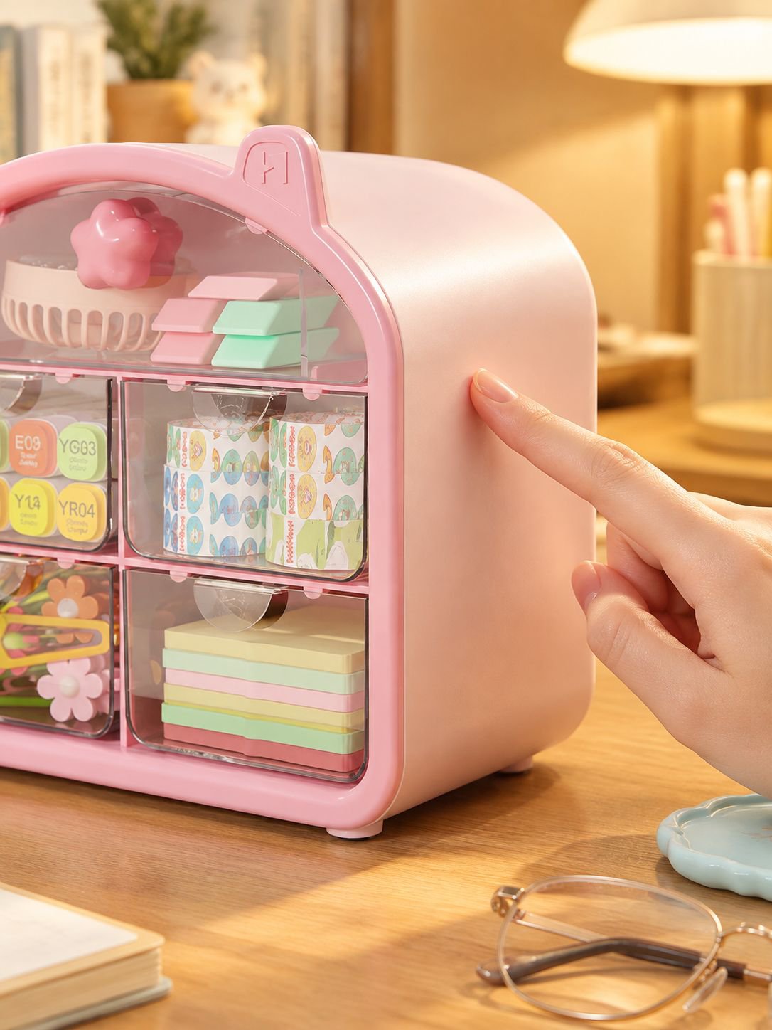 Drawer-type storage box for makeup and accessories