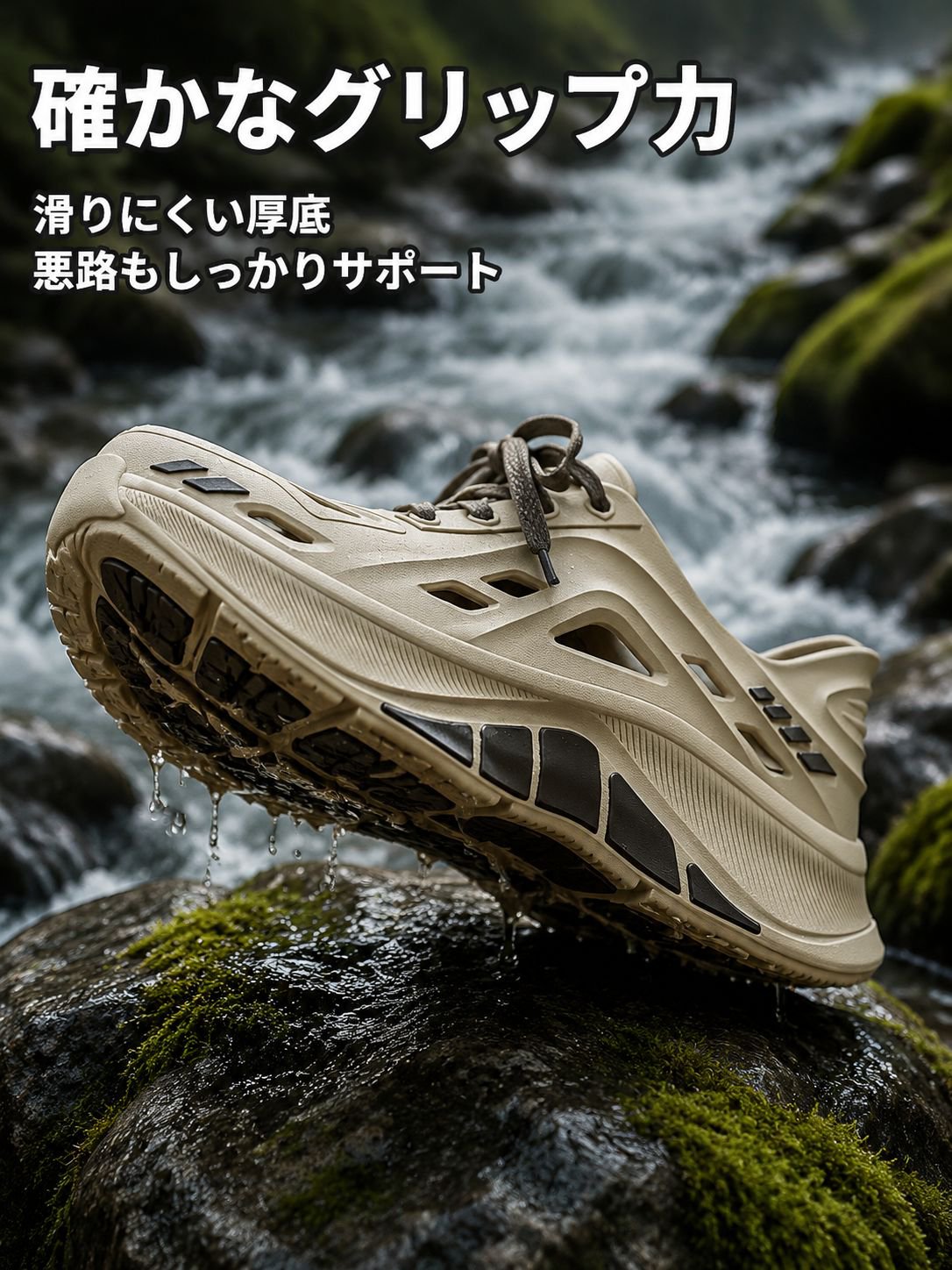 メンズウォーターシューズ、滑り止め、通気性、川歩きシューズ、夏用厚底アウトドアウェア、防臭、静音運転サンダル、メンズサンダル