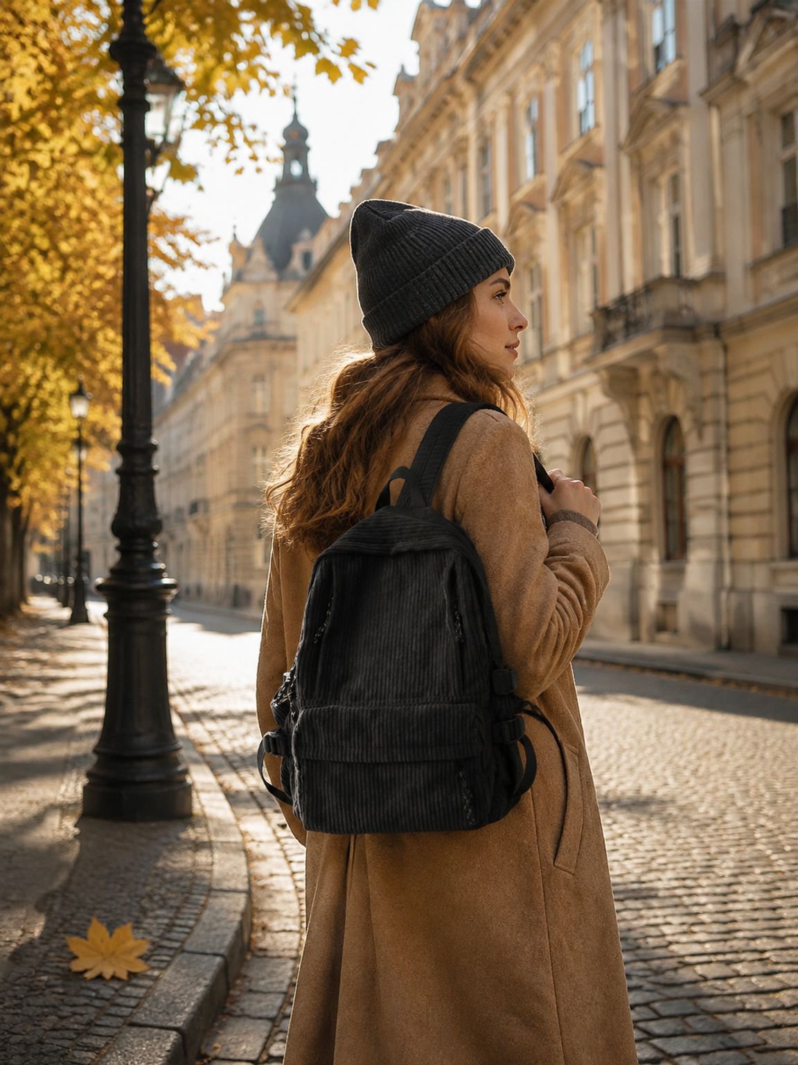 Cord-Rucksack, leicht, stylisch und geräumig.
