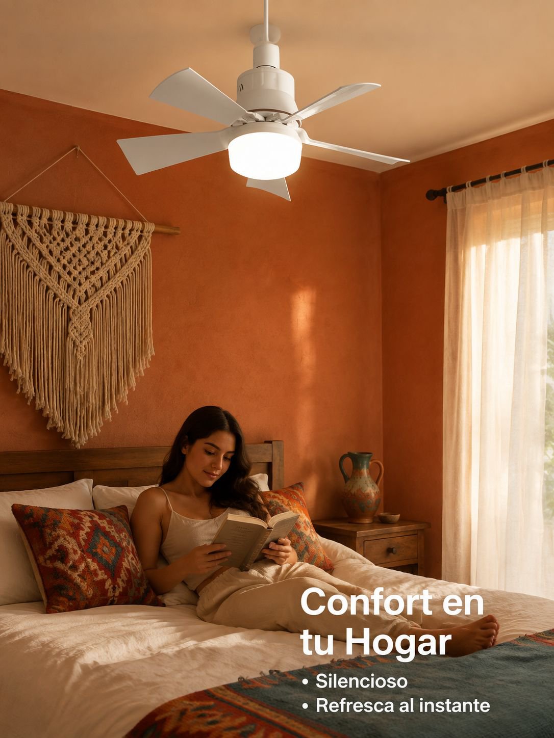 Ventilador de techo con luz para dormitorio