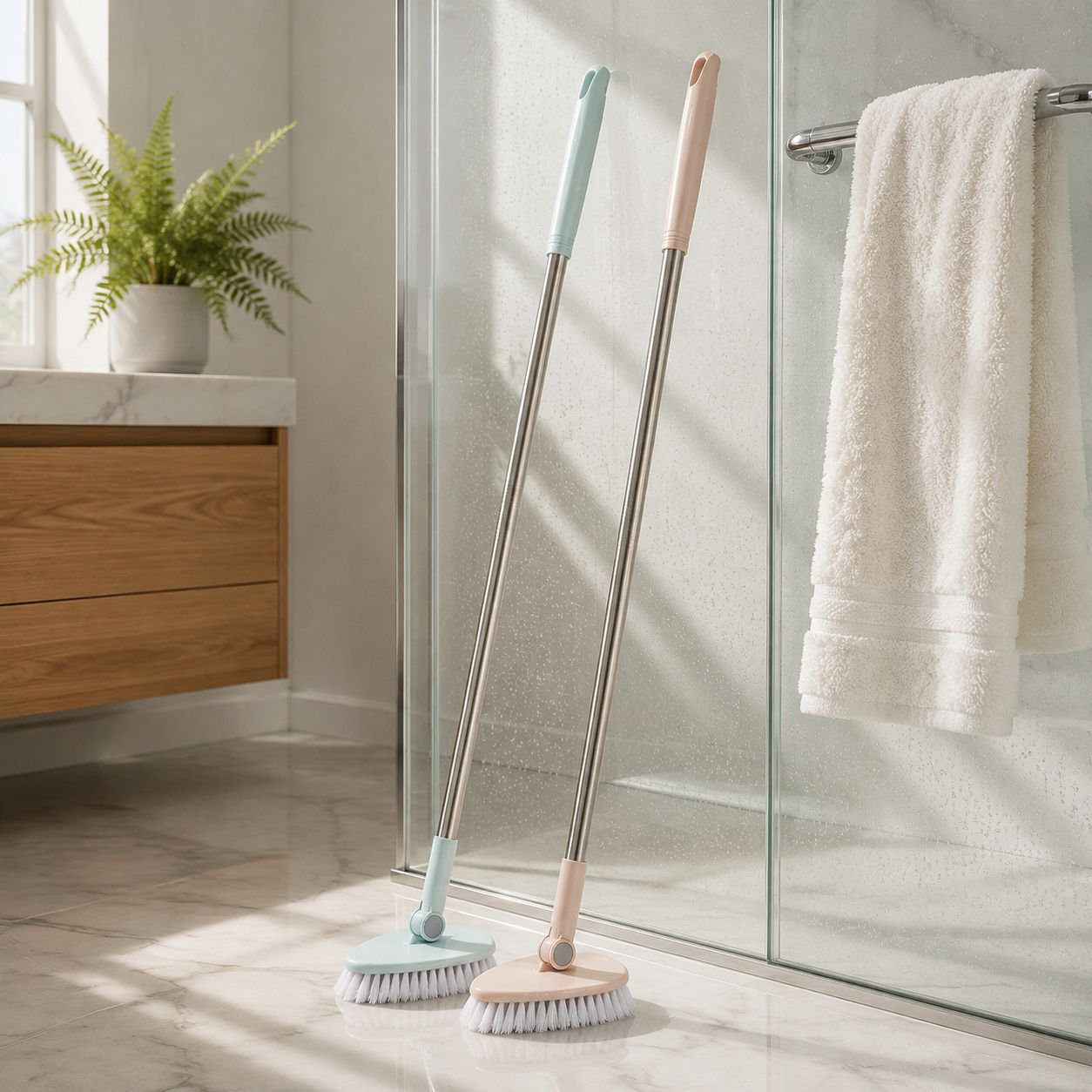 Versatile cleaning brush for tiles, floors, and bathtubs