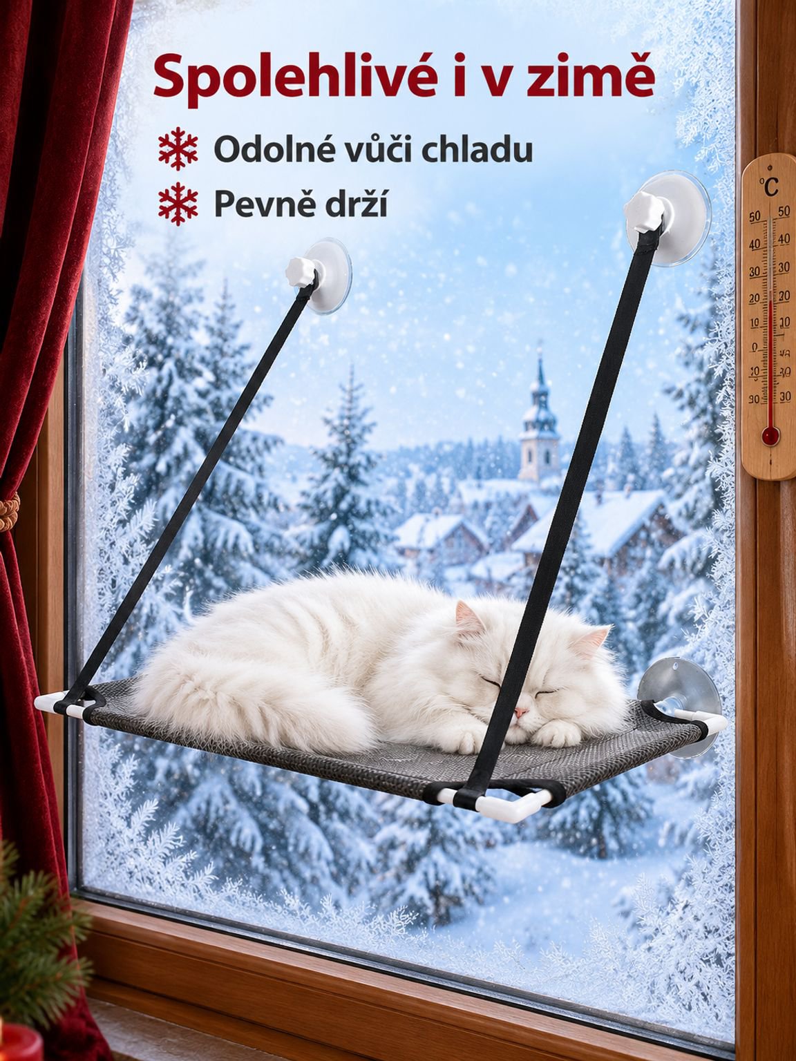 Závěsná houpací síť na kočky na balkóně