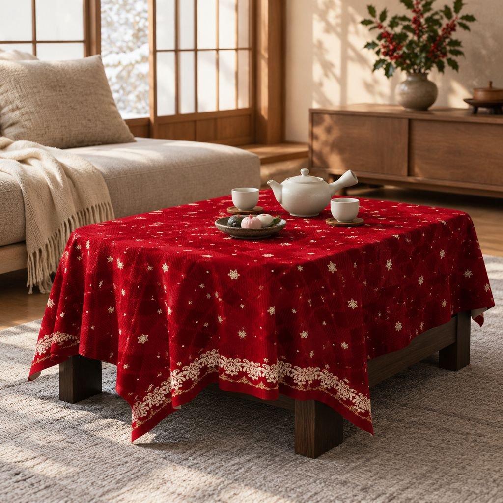 赤いクリスマス用テーブルクロス｜エレガントに彩るダイニングテーブル・コーヒーテーブルカバー
