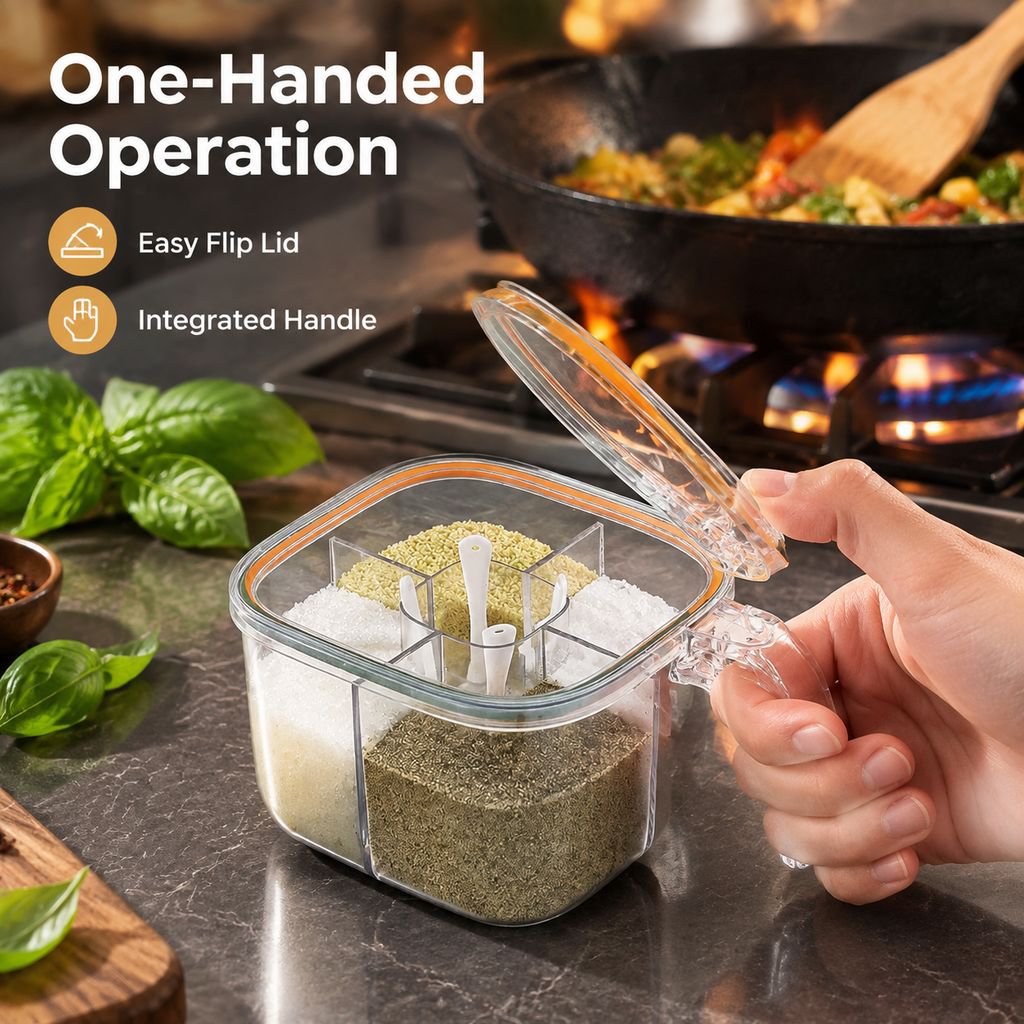 Multi-Grid Clear Seasoning Box Multi-Compartment Kitchen Spice Storage Container