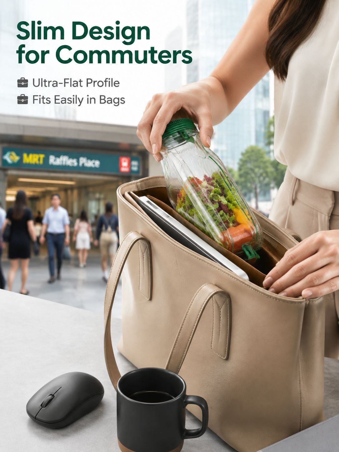 Portable Side-Opening Salad Storage Jar
