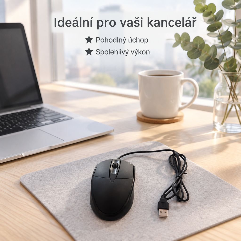 USB kabelová myš vhodná pro stolní počítače, notebooky, kancelářské použití a hraní her