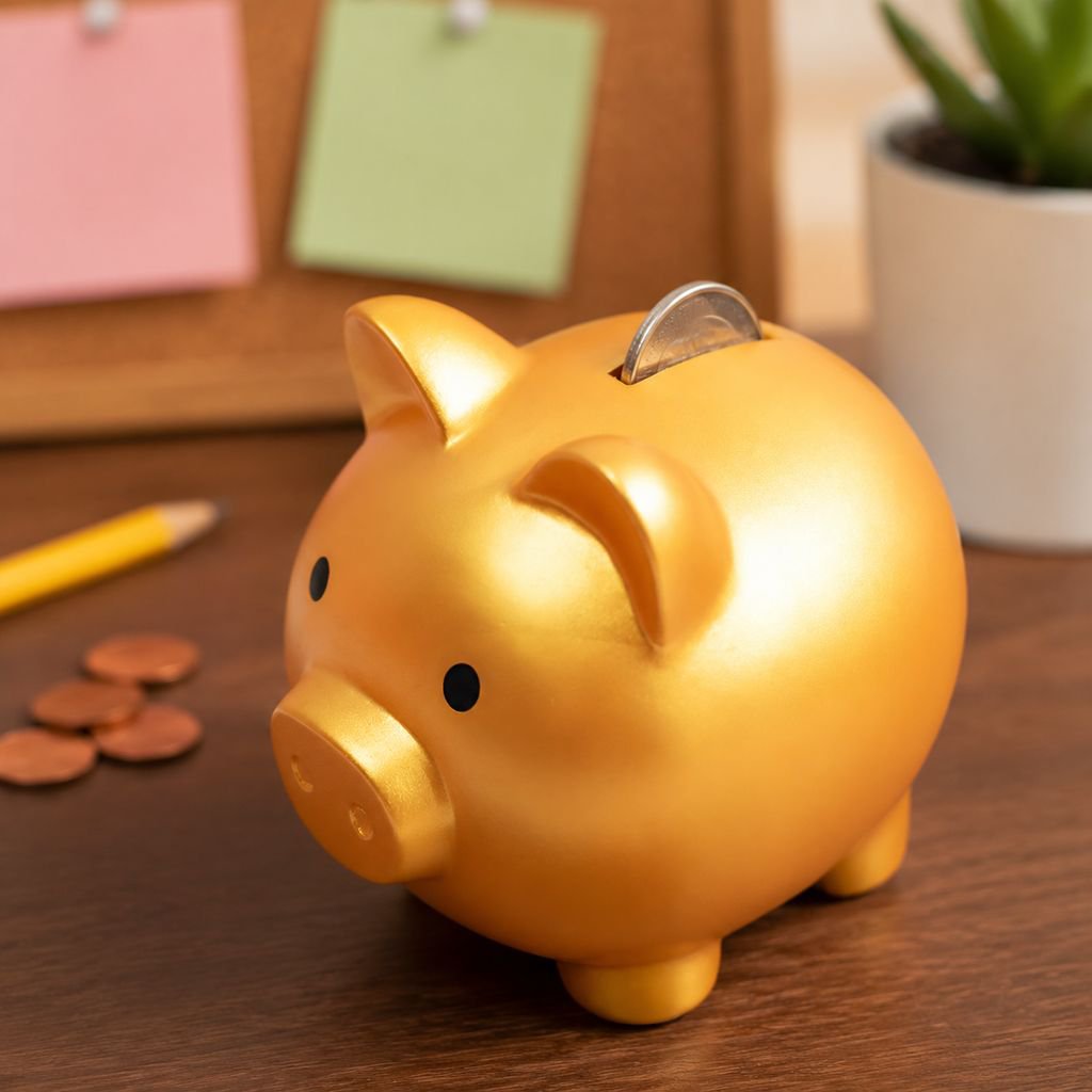 Creative Gift Savings Bank in Gold Color