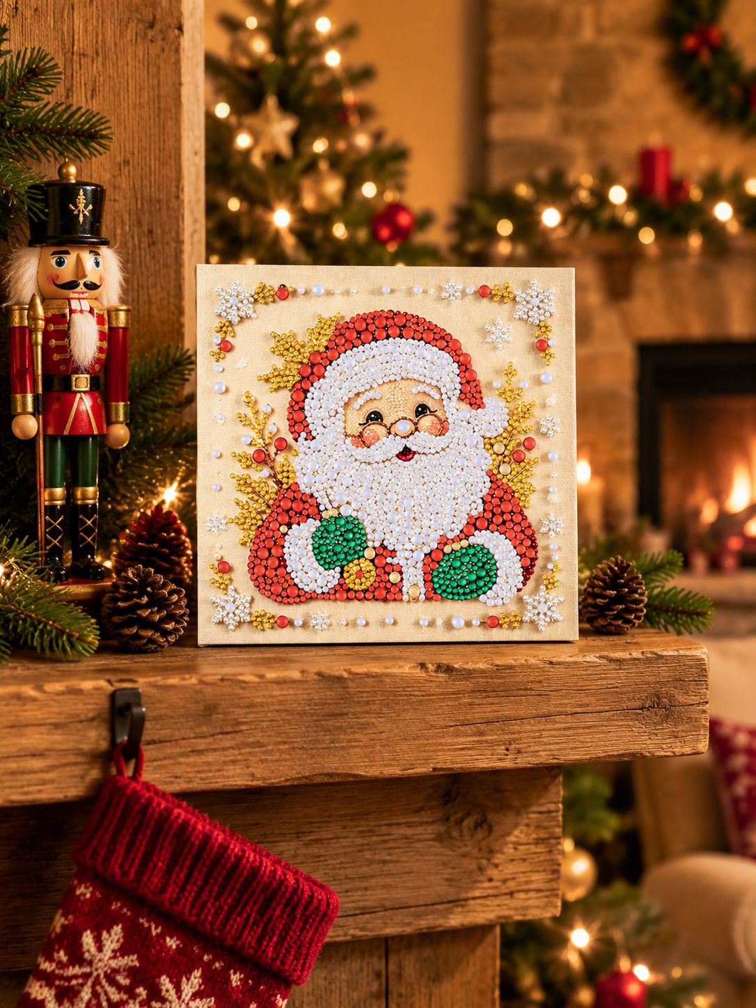 Weihnachtsperlen-Malset mit Weihnachtsmannmotiv