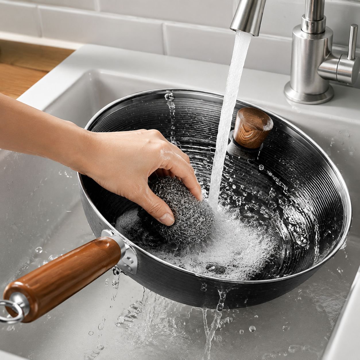 Small Iron Threaded Flat Frying Pan