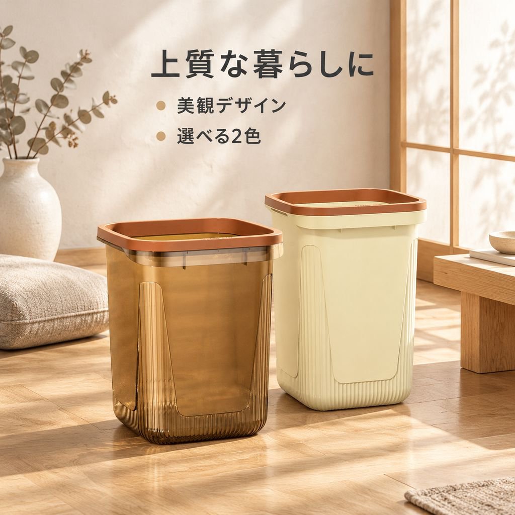 ゴミ箱 大容量 角型 袋止め付き おしゃれ ダストボックス 高級感 家庭用 リビング キッチン トイレ 寝室 くず入れ
